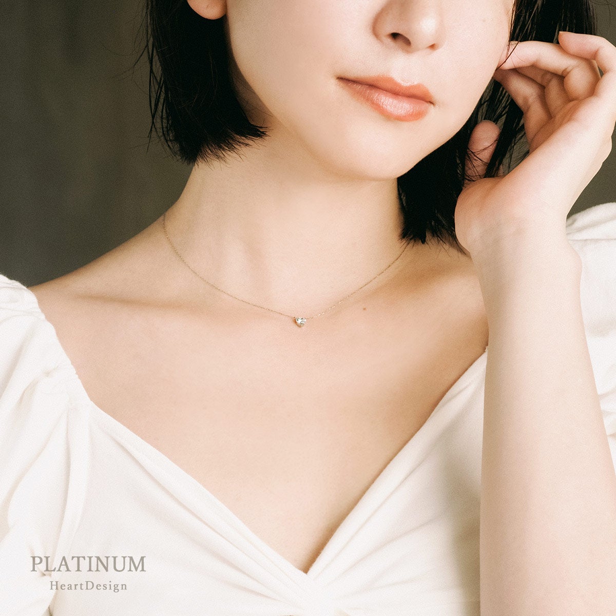 Pt900/Pt850 アクアマリン ハートネックレス_09