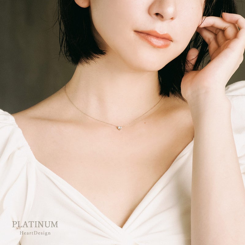 Pt900/Pt850 アクアマリン ハートネックレス_09