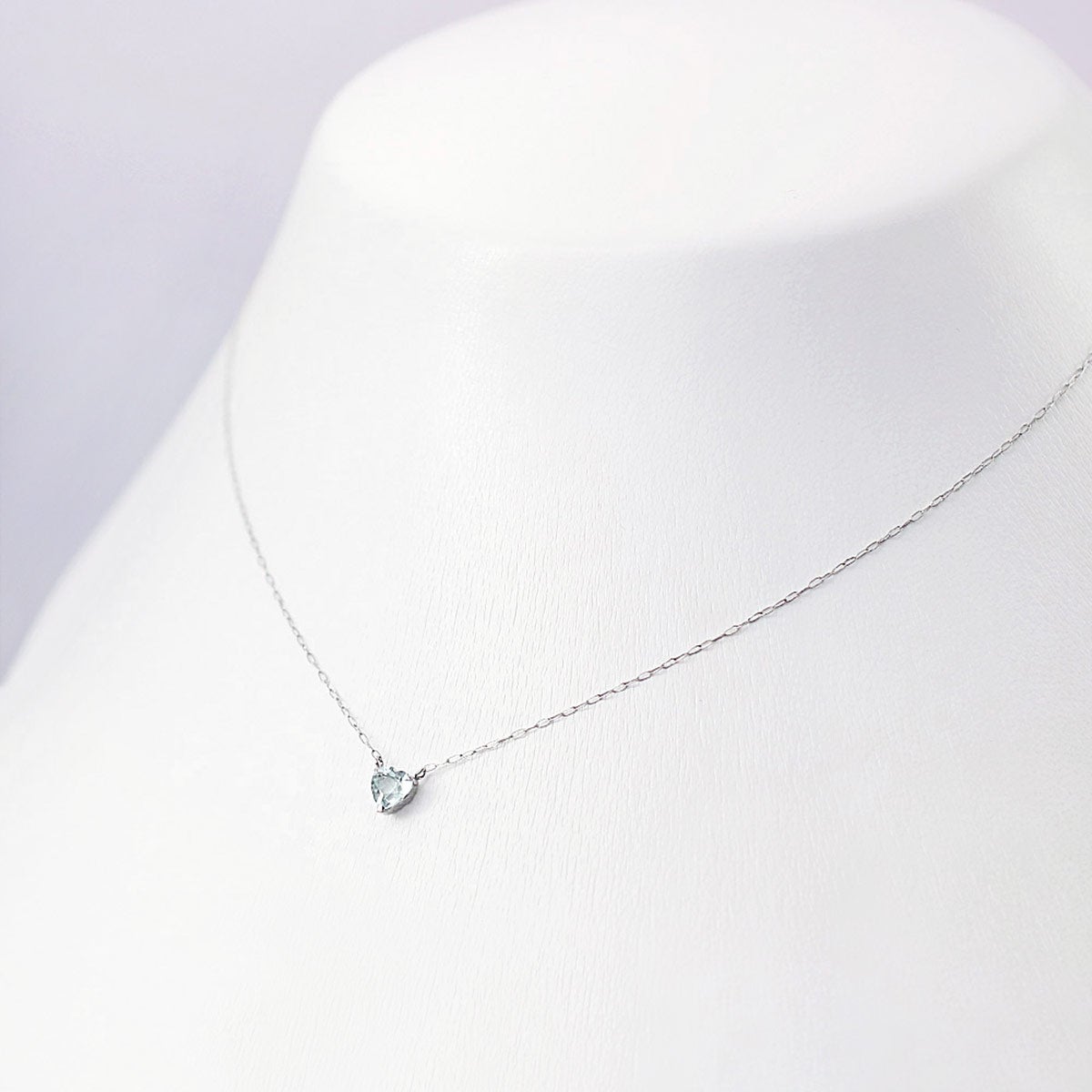 Pt900/Pt850 アクアマリン ハートネックレス_12