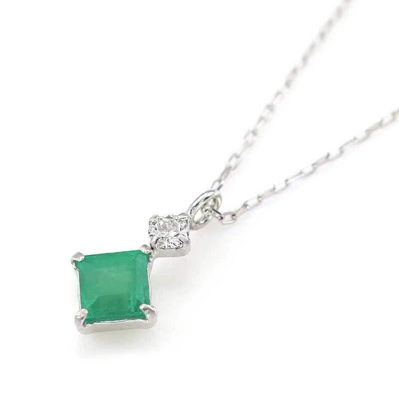 Pt900 ダイヤモンド＆エメラルド ネックレス_04