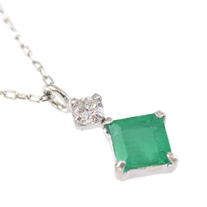 Pt900 ダイヤモンド＆エメラルド ネックレス_10