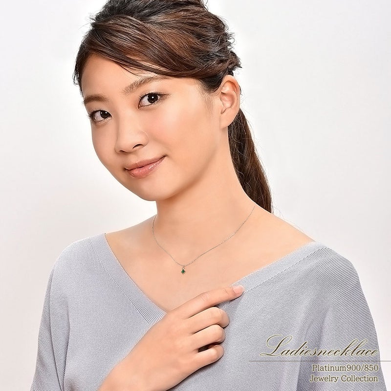 Pt900 ダイヤモンド＆エメラルド ネックレス_16