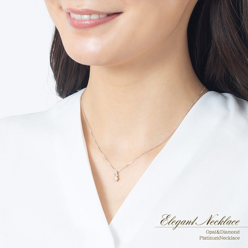 Pt950 オパール＆ダイヤモンド ネックレス 10月誕生石_09