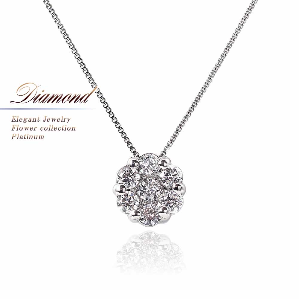 Pt900 ダイヤモンド フラワー ネックレス_01