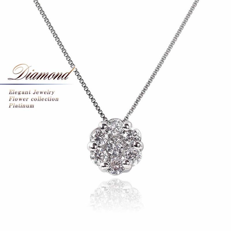 Pt900 ダイヤモンド フラワー ネックレス_01
