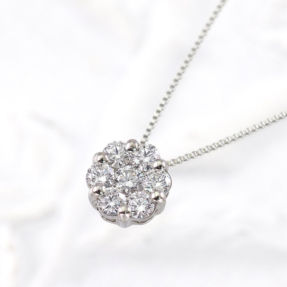 Pt900 ダイヤモンド フラワー ネックレス_04