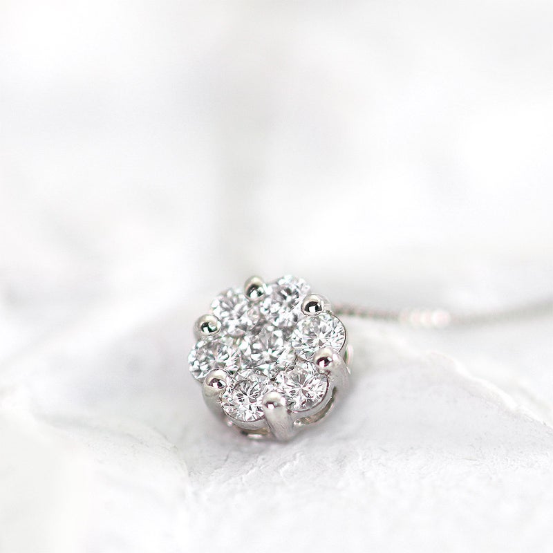 Pt900 ダイヤモンド フラワー ネックレス_10