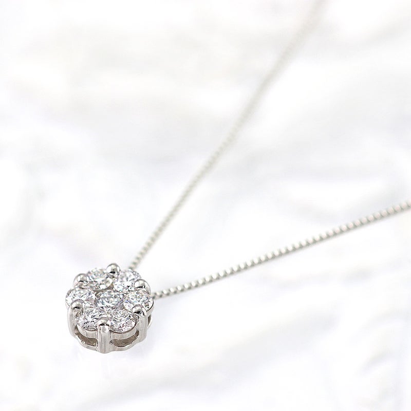 Pt900 ダイヤモンド フラワー ネックレス_12