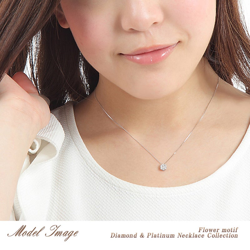 Pt900 ダイヤモンド フラワー ネックレス_14