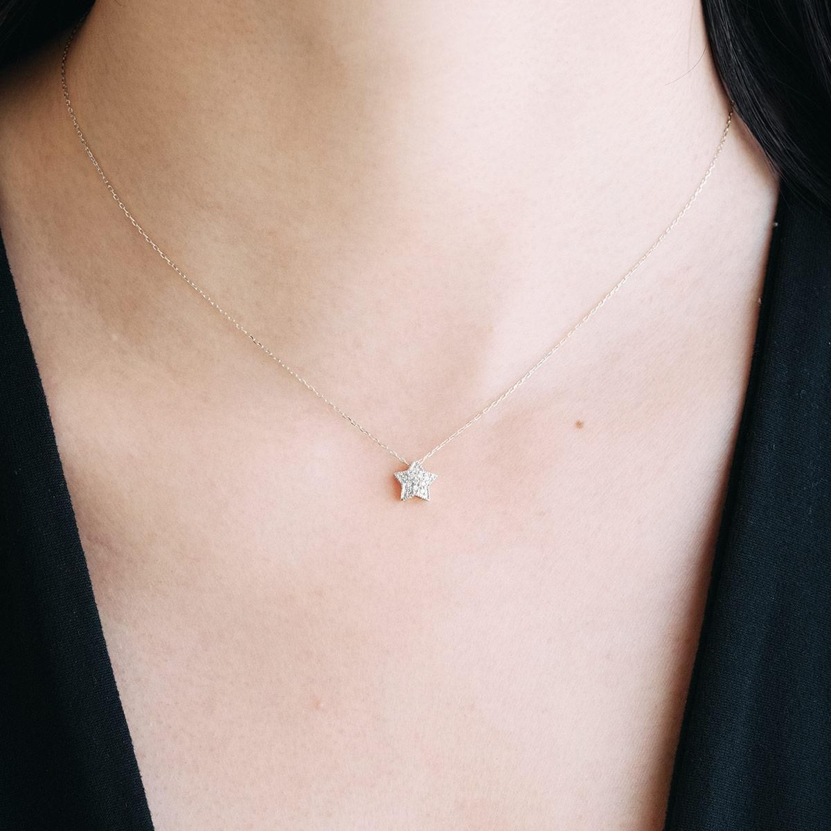 Pt900 ダイヤモンド 星モチーフネックレス_04