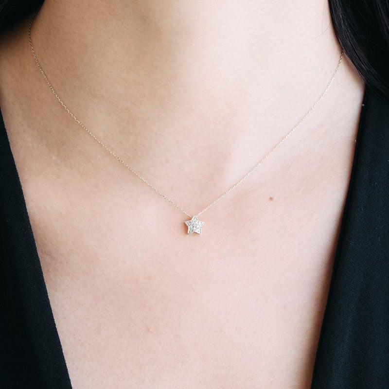 Pt900 ダイヤモンド 星モチーフネックレス_04