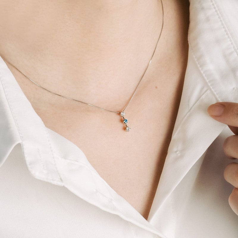 Pt950 ダイヤモンド＆ブルーダイヤモンド ネックレス_05