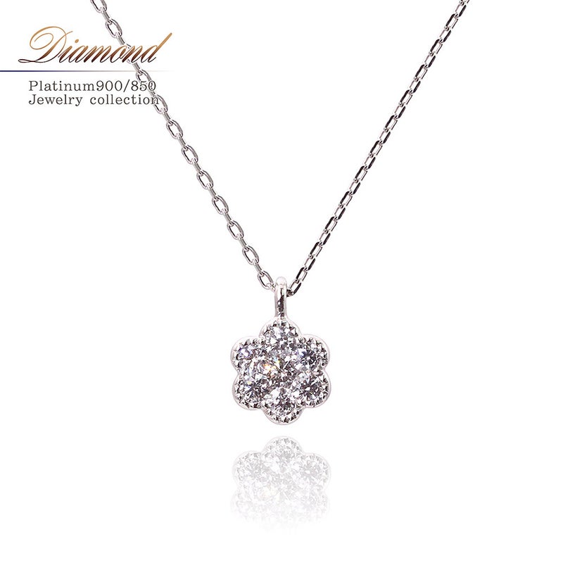 Pt900 ダイヤモンド フラワーネックレス_01