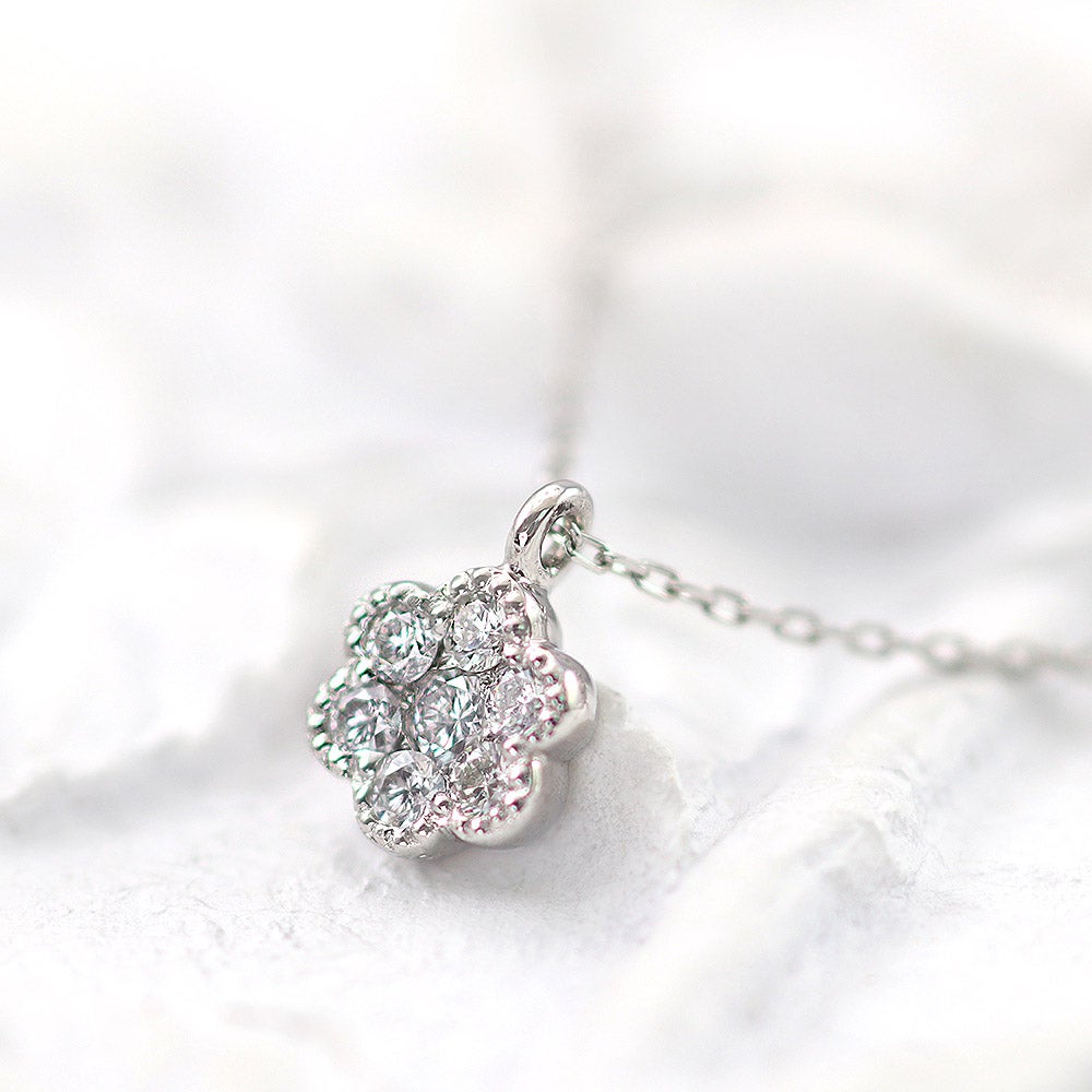 Pt900 ダイヤモンド フラワーネックレス_04