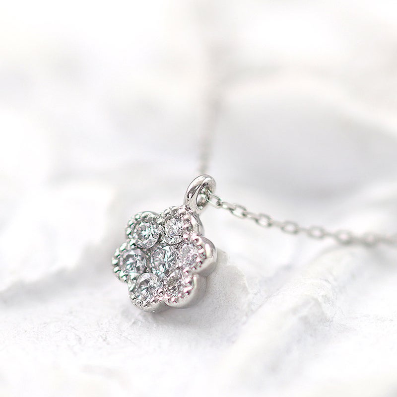 Pt900 ダイヤモンド フラワーネックレス_04