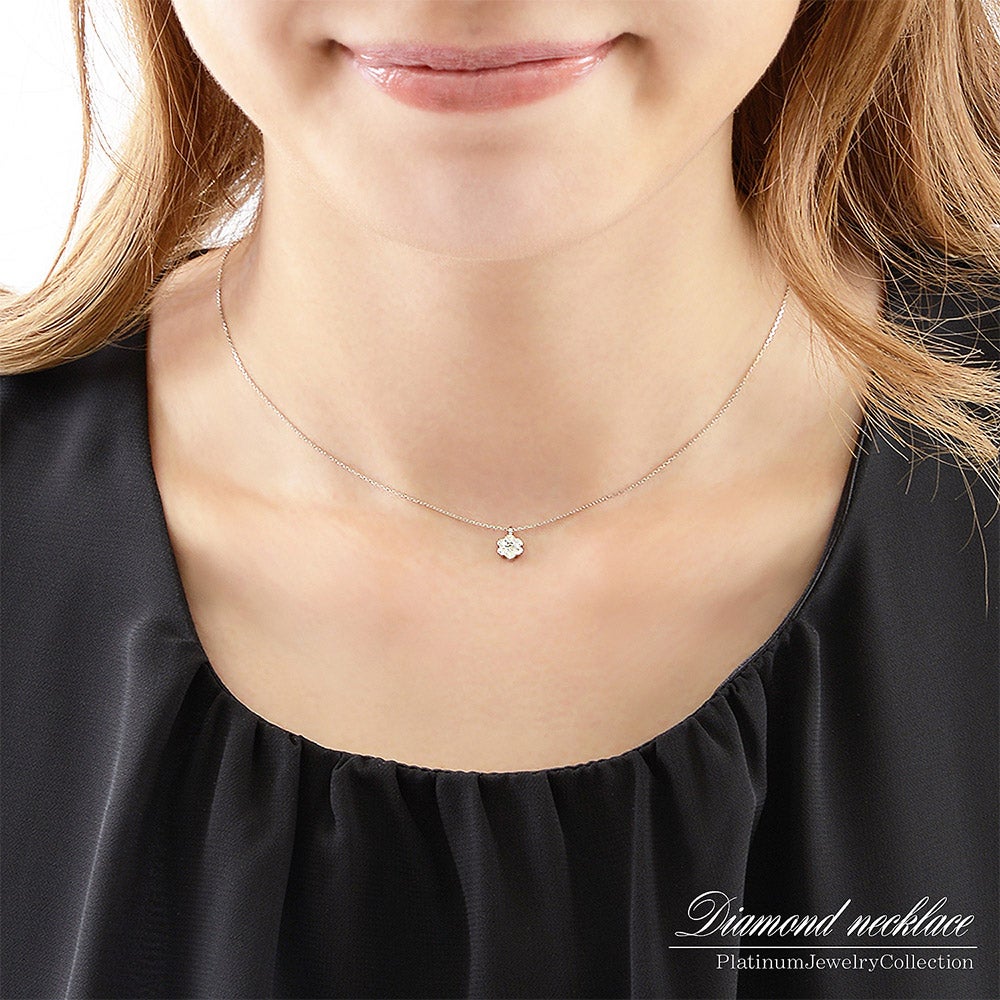 Pt900 ダイヤモンド フラワーネックレス_09