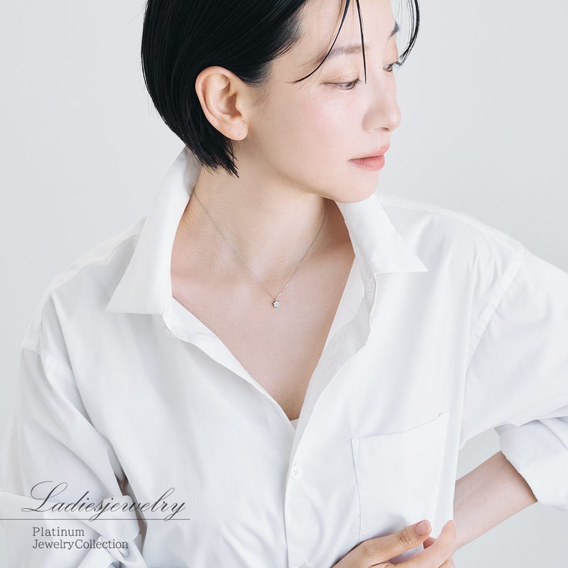 Pt900 ダイヤモンド フラワーネックレス_11