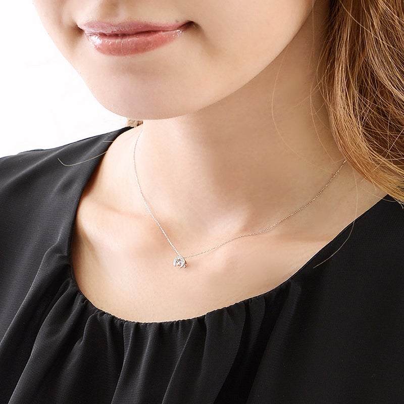 Pt900 三日月 ダンシングストーン ダイヤモンドネックレス_12