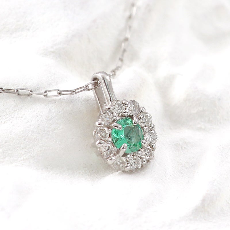 Pt950 ダイヤモンド＆エメラルドネックレス_09