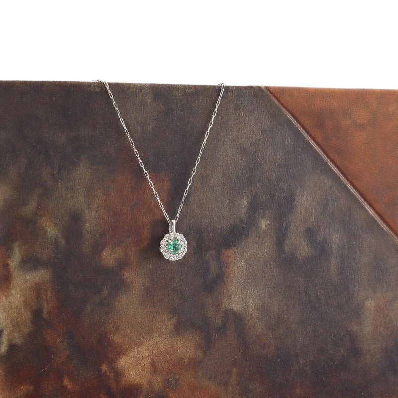 Pt950 ダイヤモンド＆エメラルドネックレス_10