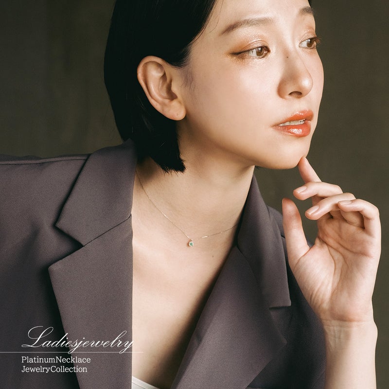 Pt950 ダイヤモンド＆エメラルドネックレス_11