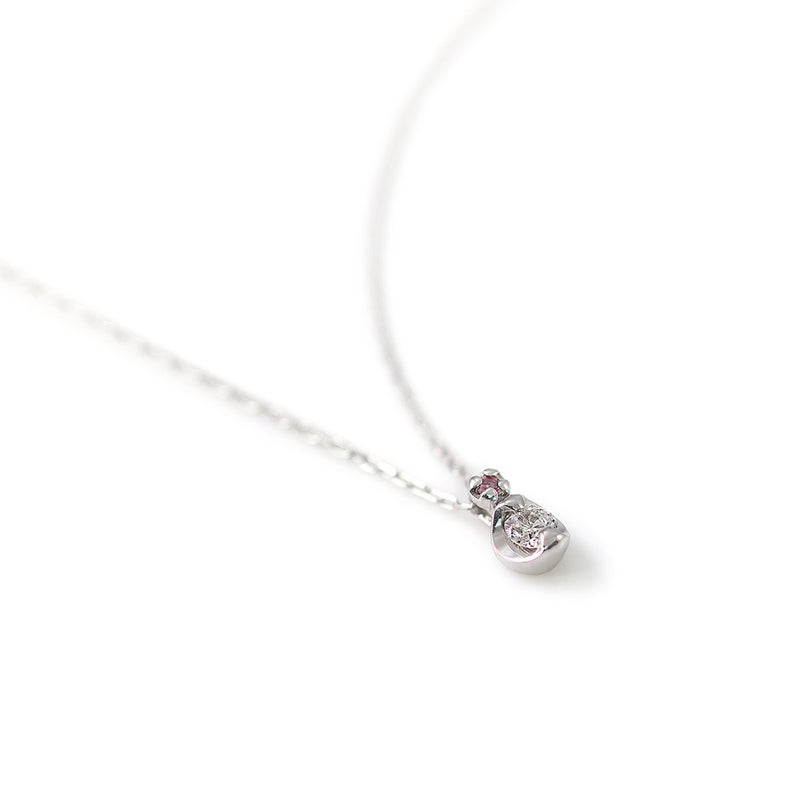 Pt950 ダイヤモンド＆ピンクトルマリン ネックレス 10月誕生石_03