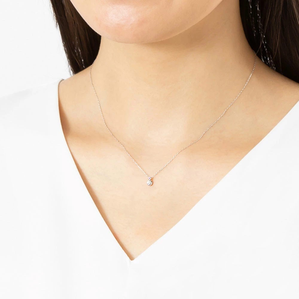 Pt950 ダイヤモンド＆ピンクトルマリン ネックレス 10月誕生石_05