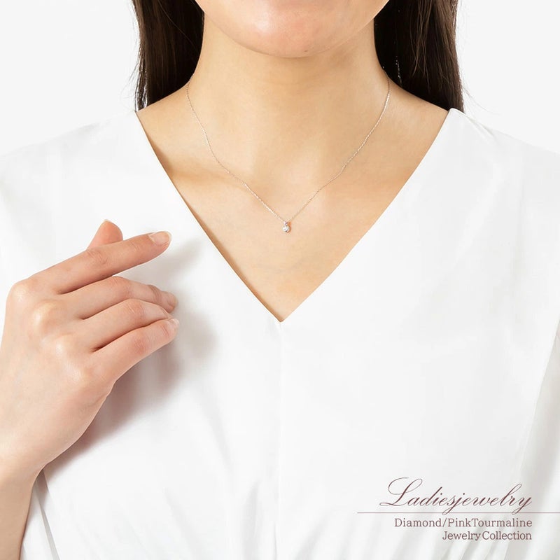 Pt950 ダイヤモンド＆ピンクトルマリン ネックレス 10月誕生石_11
