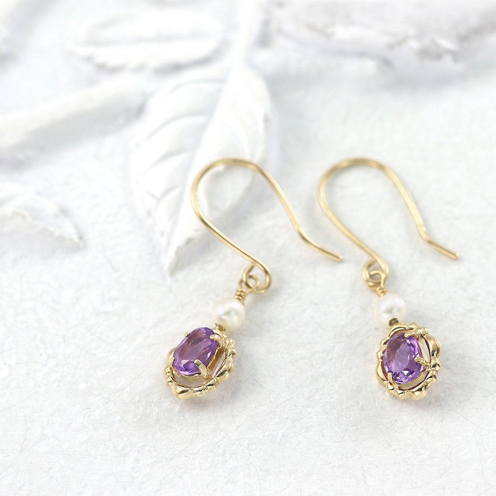 K10YG アメジスト＆淡水真珠 ピアス_02