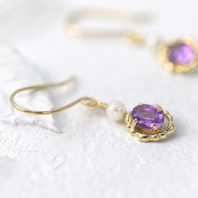 K10YG アメジスト＆淡水真珠 ピアス_04