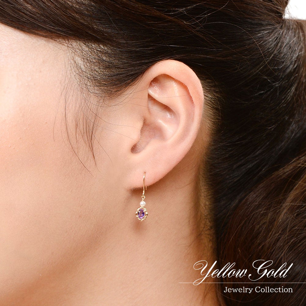 K10YG アメジスト＆淡水真珠 ピアス_05
