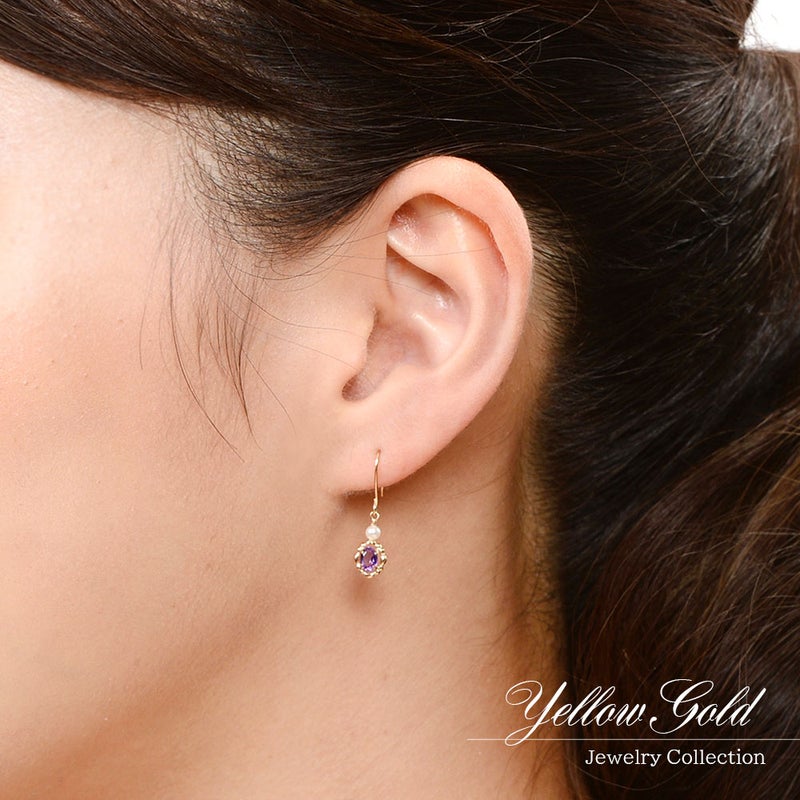 K10YG アメジスト＆淡水真珠 ピアス_05