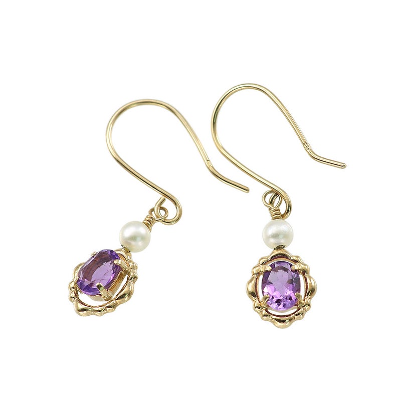 K10YG アメジスト＆淡水真珠 ピアス_09