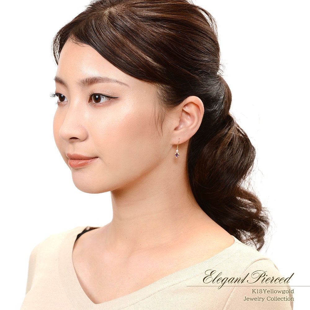 K10YG アメジスト＆淡水真珠 ピアス_11