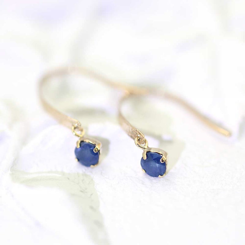 K10YG サファイア フックピアス 9月の誕生石_02