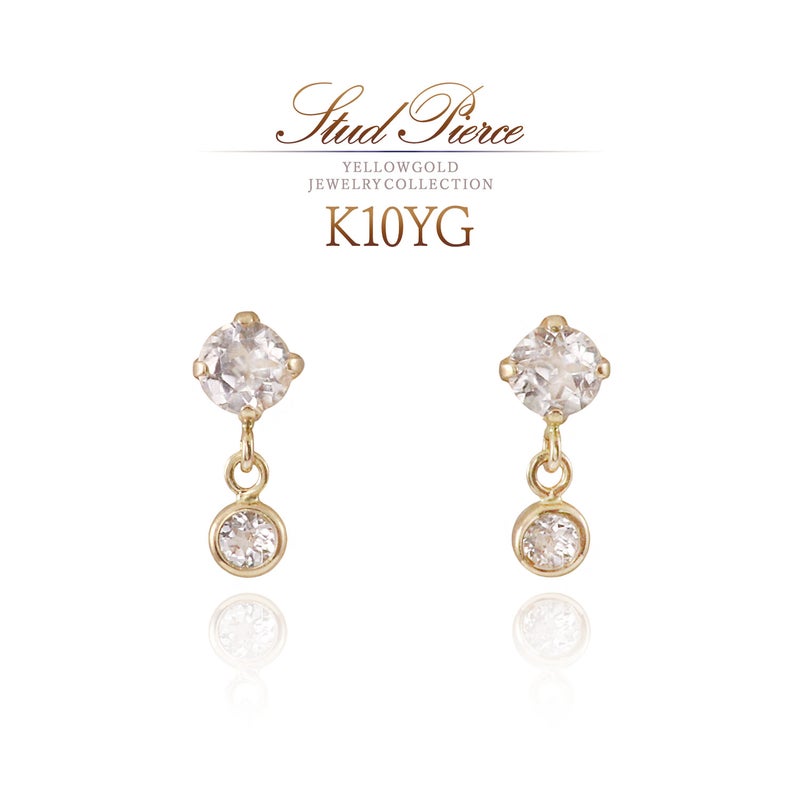 K10YG ホワイトトパーズ ピアス 11月 誕生石_01