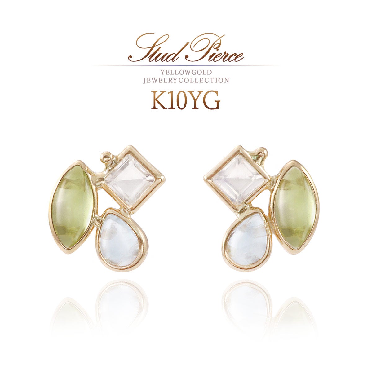 K10YG ペリドット&スカイブルートパーズ＆ブルームーンストーン ピアス_01