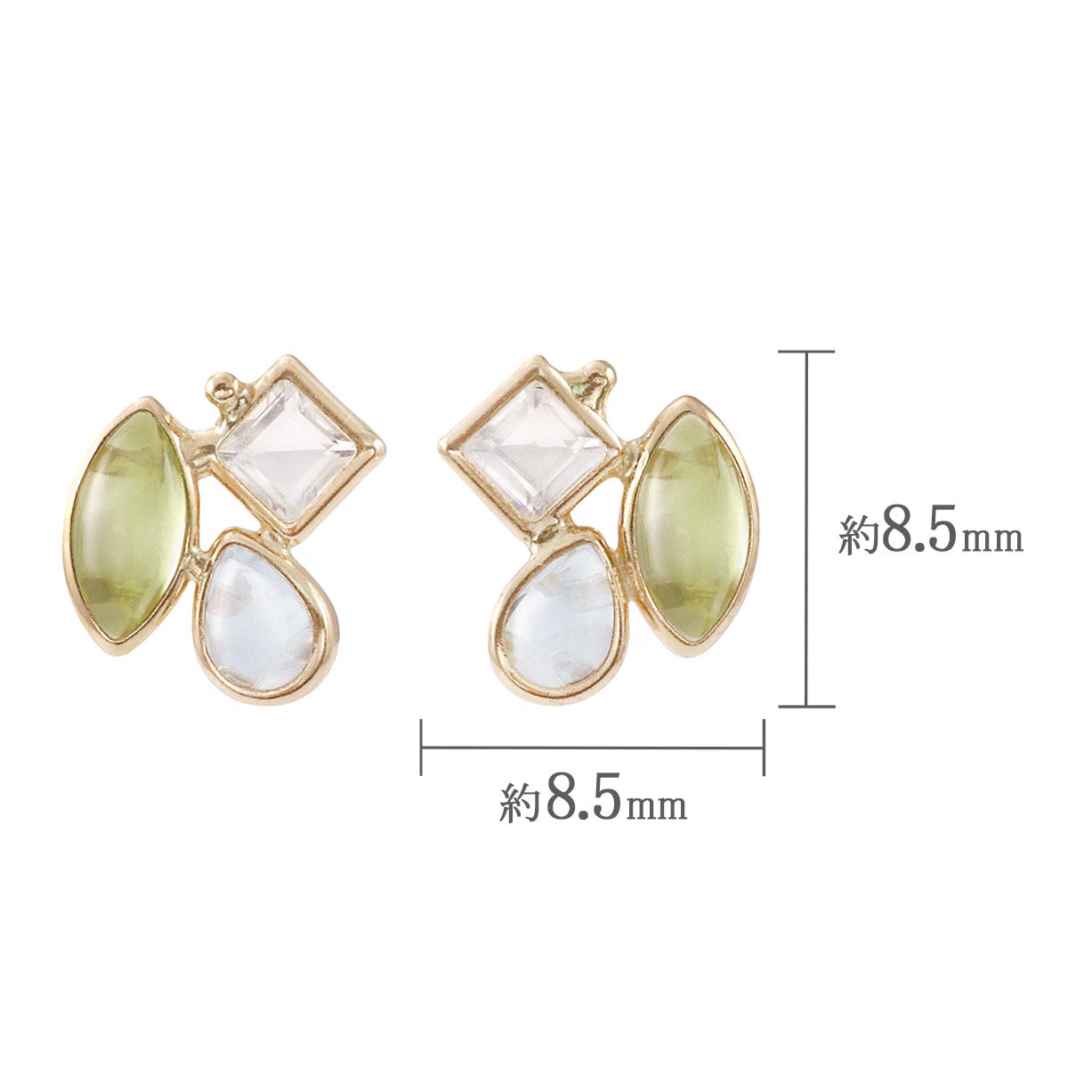 K10YG ペリドット&スカイブルートパーズ＆ブルームーンストーン ピアス_04
