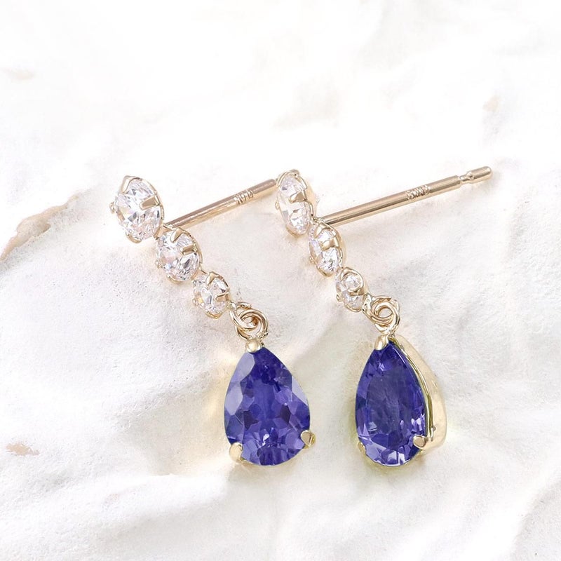 K10YG キュービックジルコニア＆アイオライトピアス_02