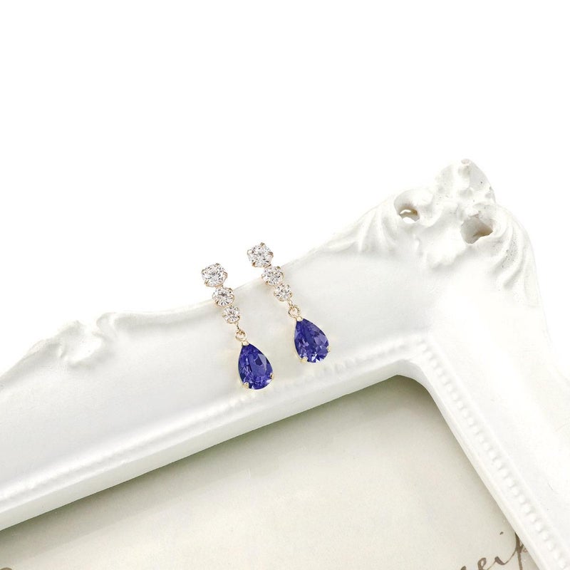 K10YG キュービックジルコニア＆アイオライトピアス_09