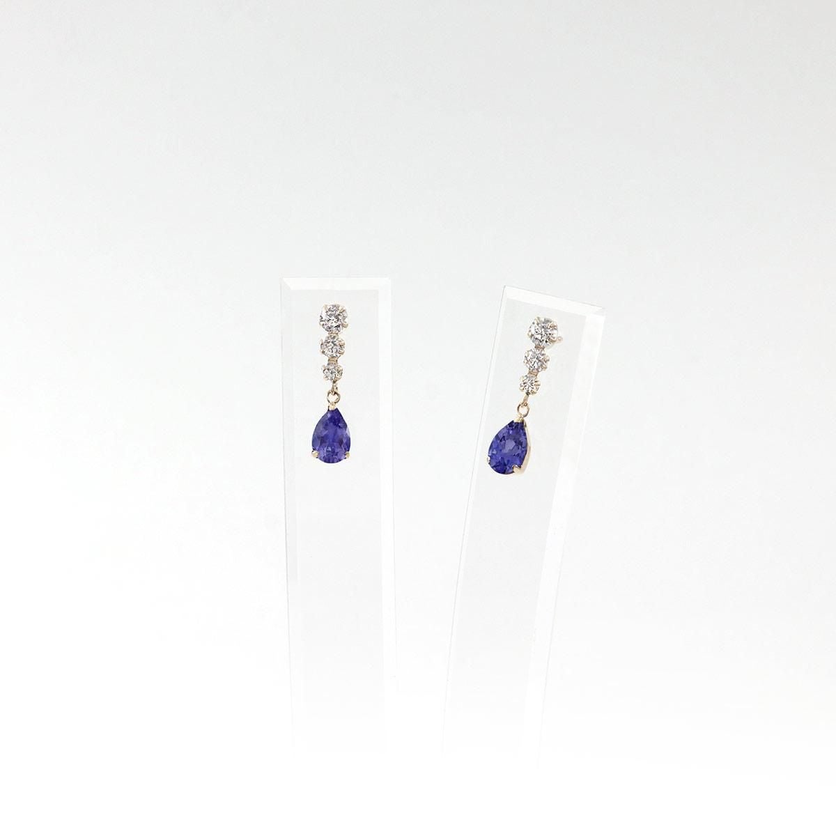 K10YG キュービックジルコニア＆アイオライトピアス_10