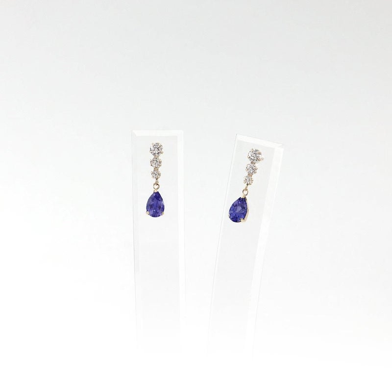 K10YG キュービックジルコニア＆アイオライトピアス_10