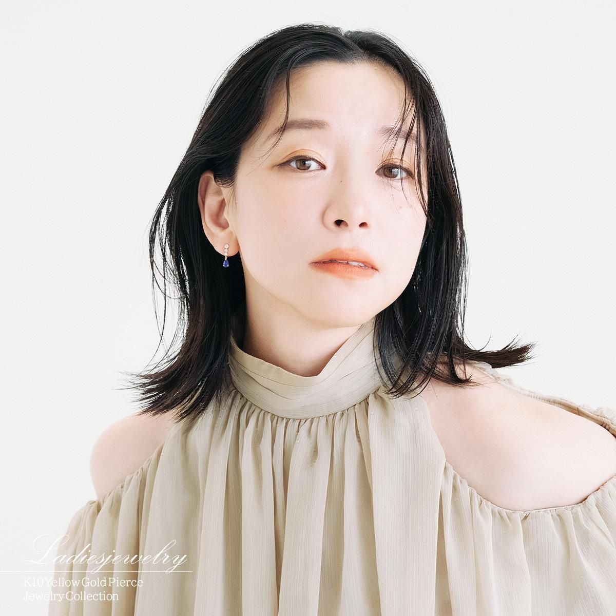 K10YG キュービックジルコニア＆アイオライトピアス_11