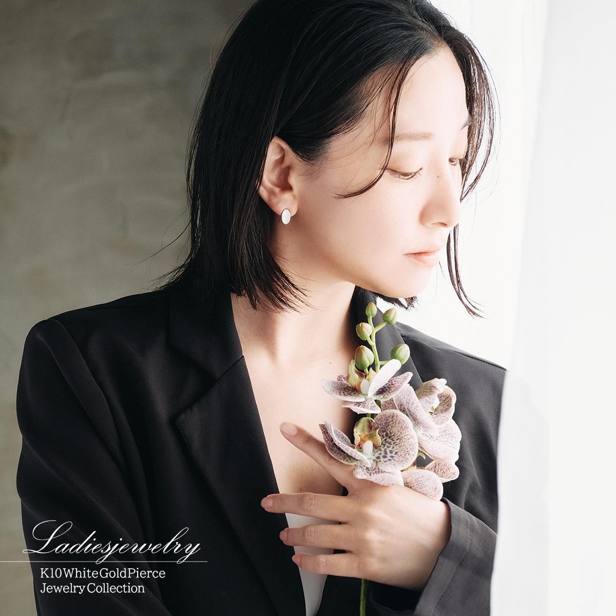 K10WG 楕円モチーフ ピアス_11