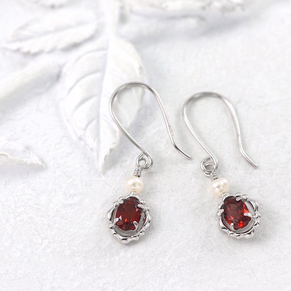 K10WG ガーネット＆淡水真珠 ピアス_02