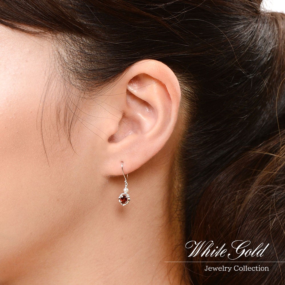 K10WG ガーネット＆淡水真珠 ピアス_05