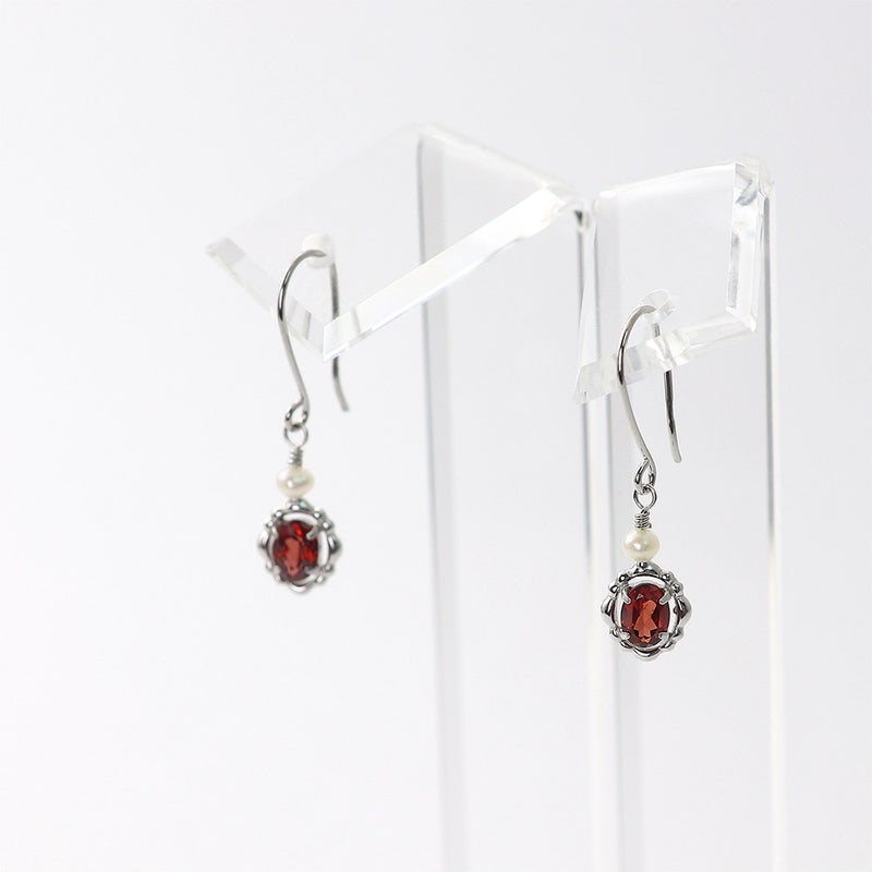 K10WG ガーネット＆淡水真珠 ピアス_10