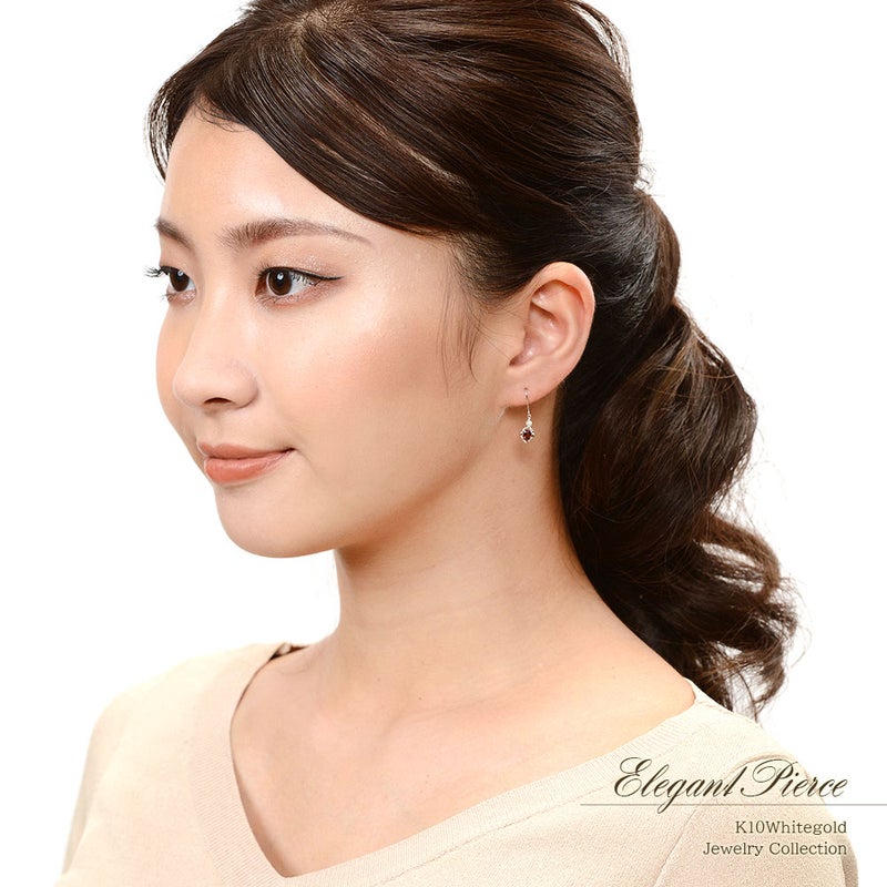 K10WG ガーネット＆淡水真珠 ピアス_11