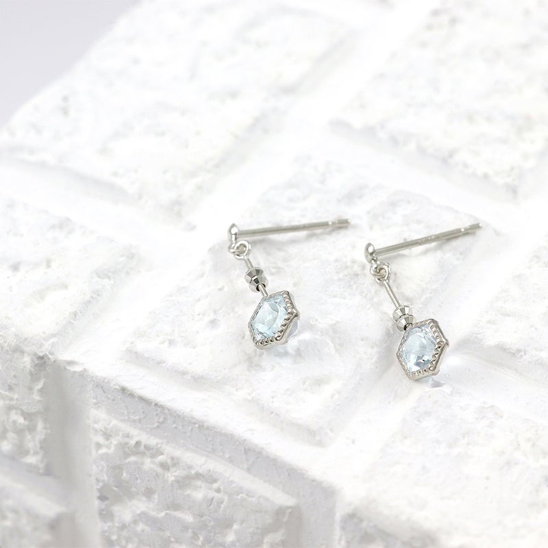 K10WG スカイブルートパーズ 六角形ピアス 11月 誕生石_04