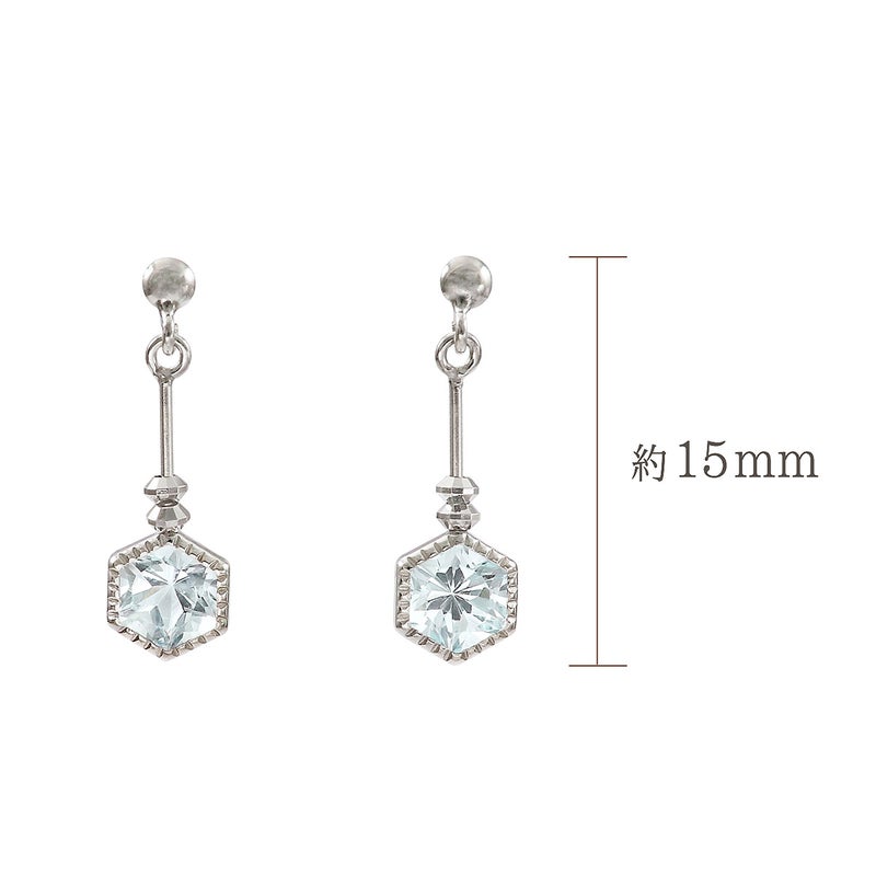 K10WG スカイブルートパーズ 六角形ピアス 11月 誕生石_05